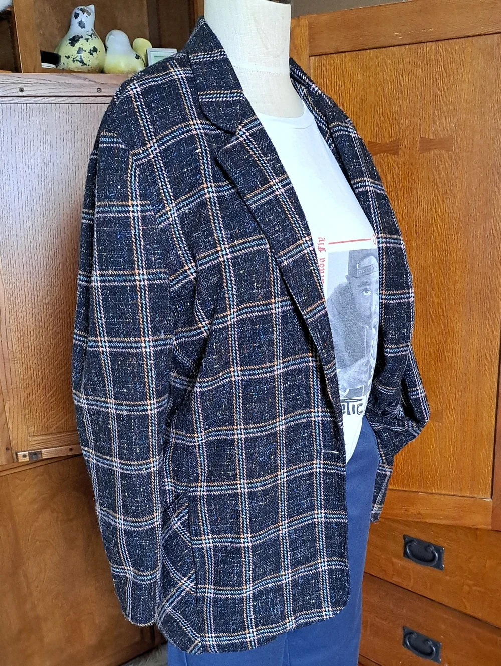 Vintage Steven Michaels Confetti Tweed Plaid Blazer Made in USA